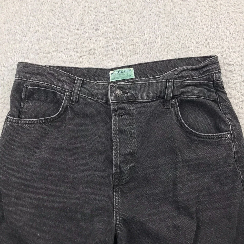 We The Free People Crossroads Straight Jeans Womens 31 (35x30)Washed Black Baggy